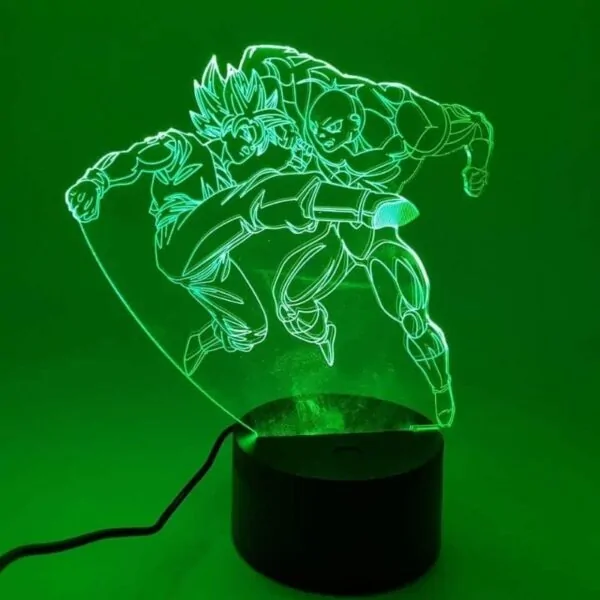 goku ssj2 versus jiren fight rgb 3d illusion lamp green