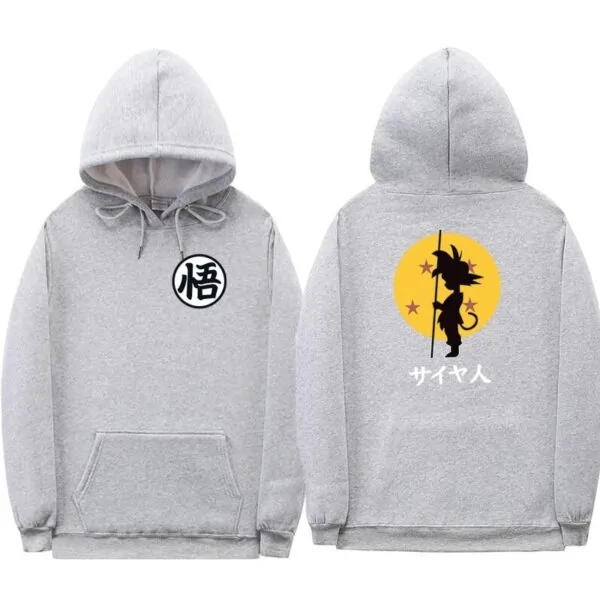 dragon ball goku kanji training gray hoodie