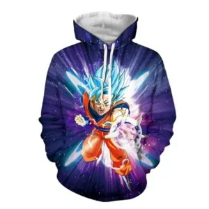electrifying goku blue hair god form hoodie