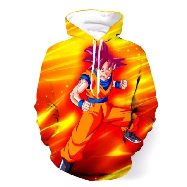 goku super saiyan god powerful fire aura hoodie