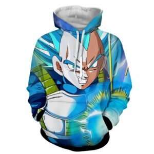 super saiyan vegeta blue energy punch hoodie