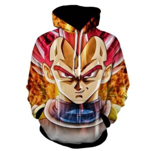vegeta saiyan god red close up hoodie